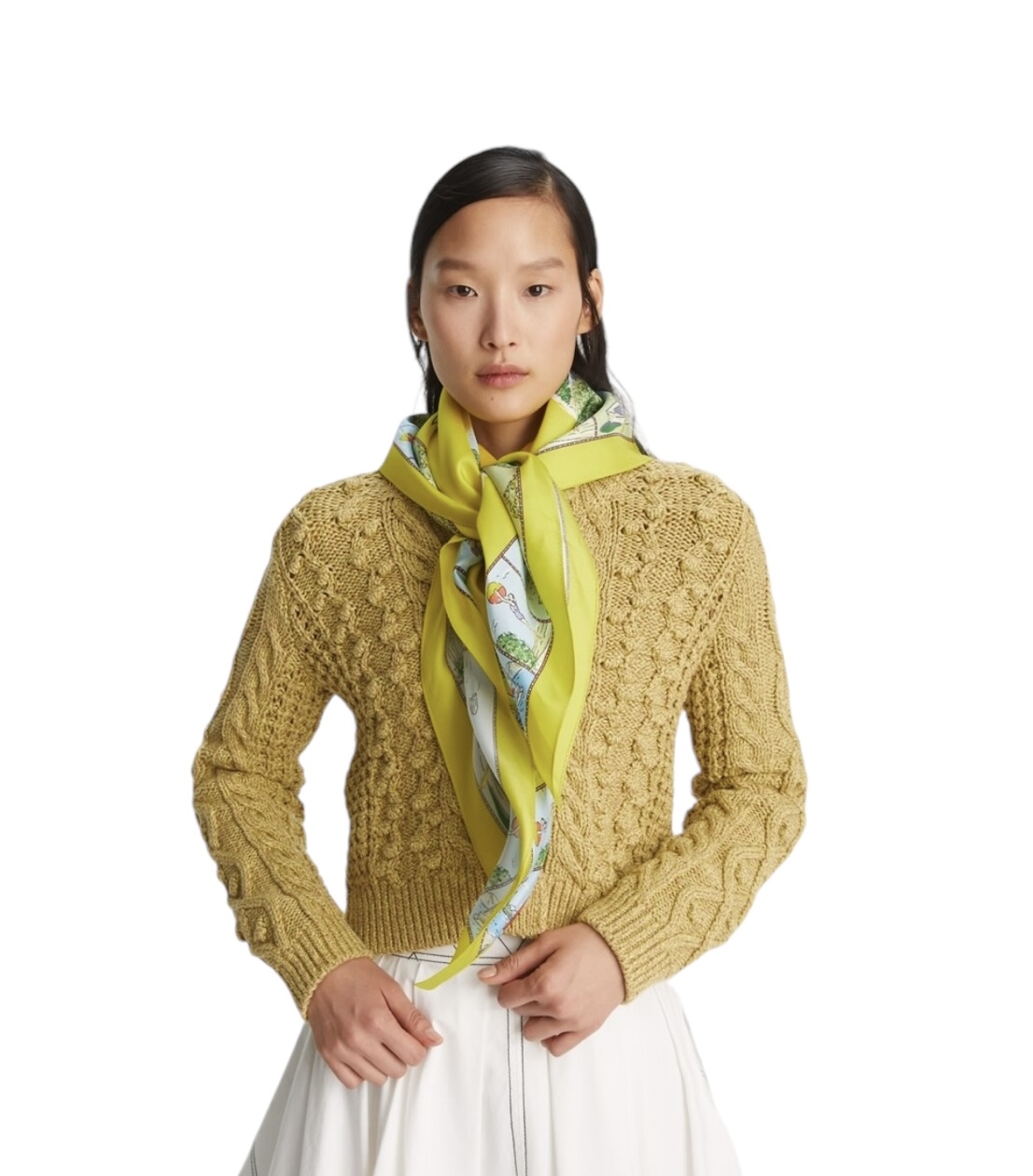Tory Burch Souvenir Silk Square Scarf Acid Lemon