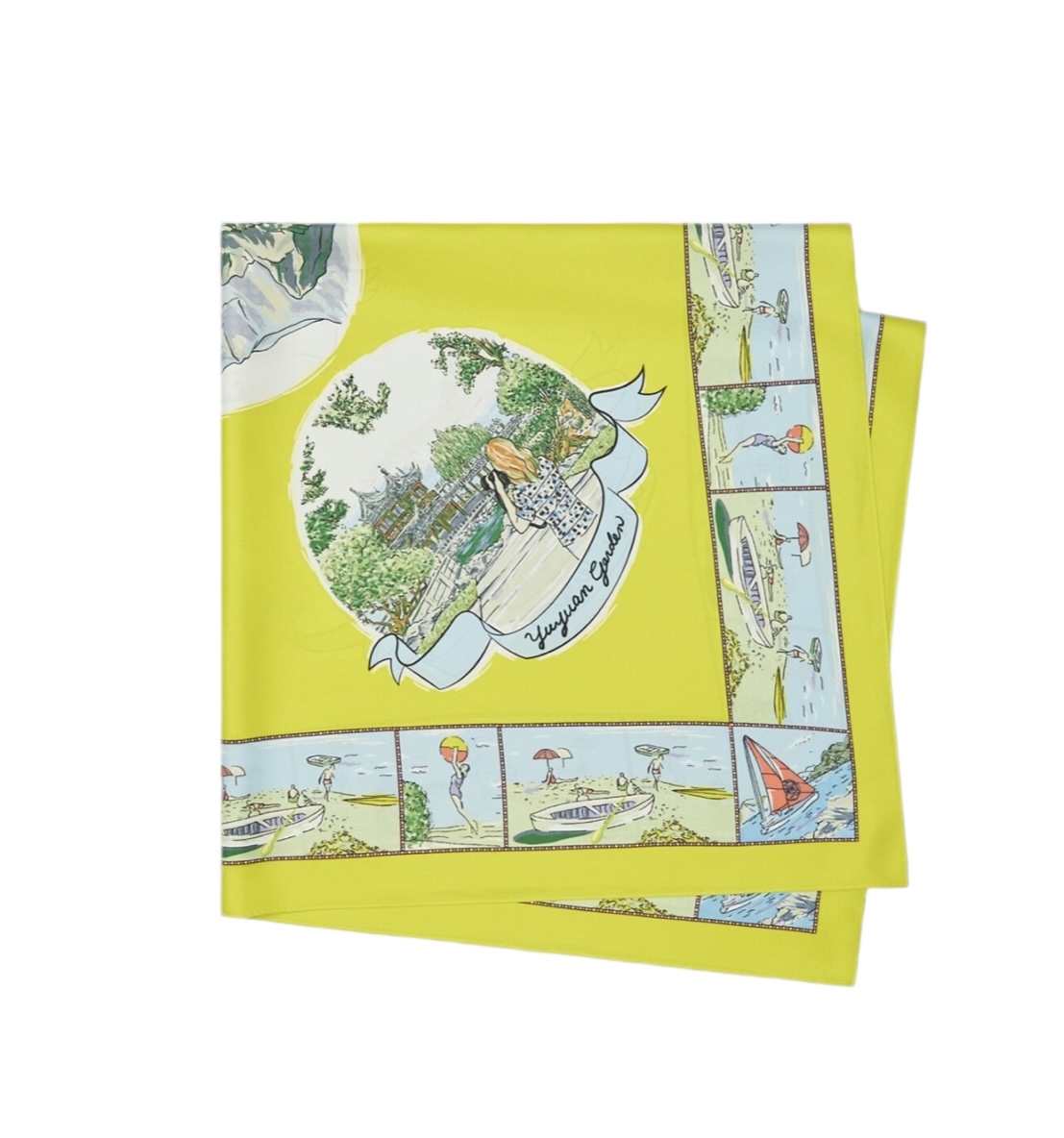 Tory Burch Souvenir Silk Square Scarf Acid Lemon - Image 6