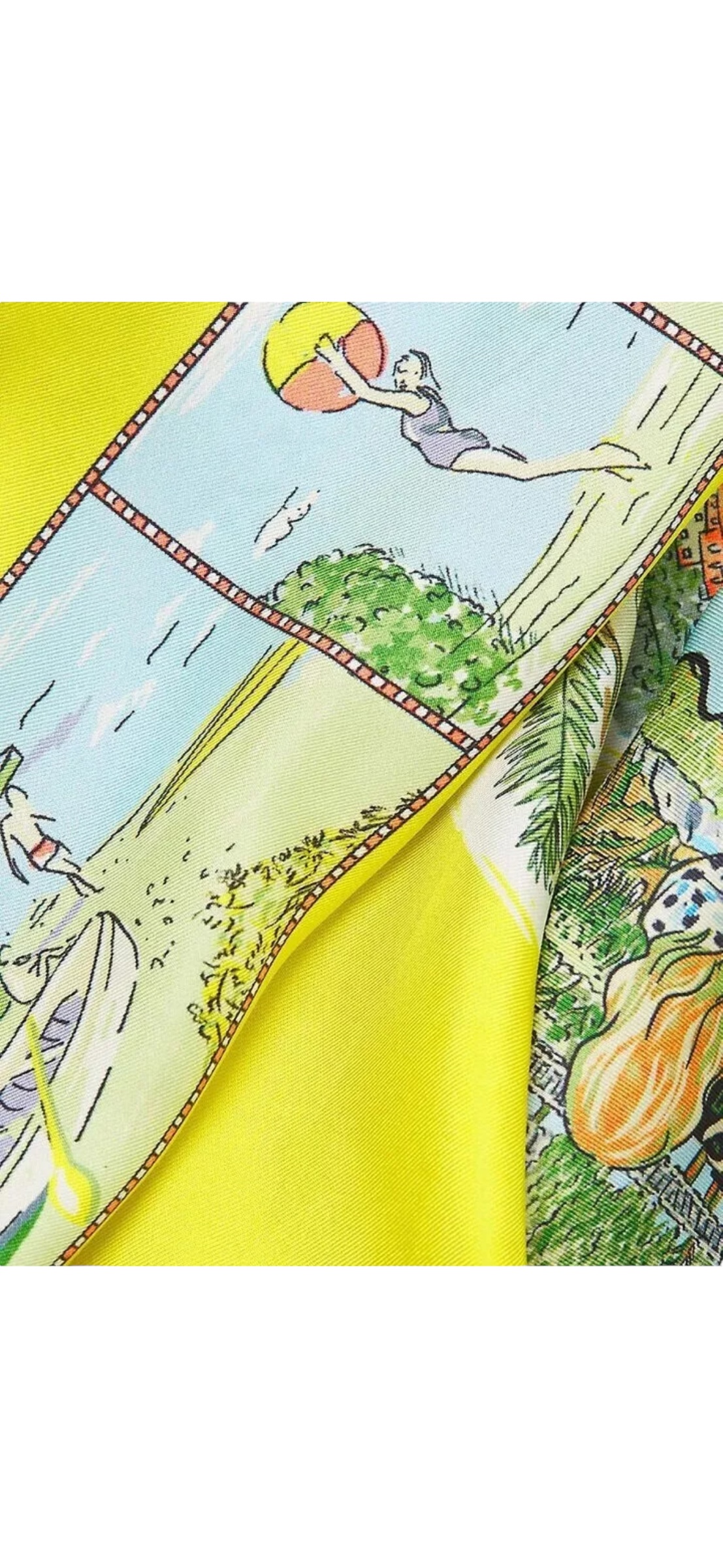 Tory Burch Souvenir Silk Square Scarf Acid Lemon - Image 3
