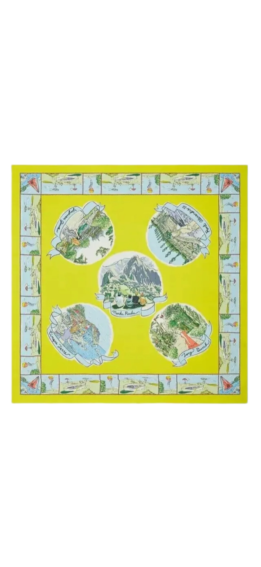 Tory Burch Souvenir Silk Square Scarf Acid Lemon - Image 2