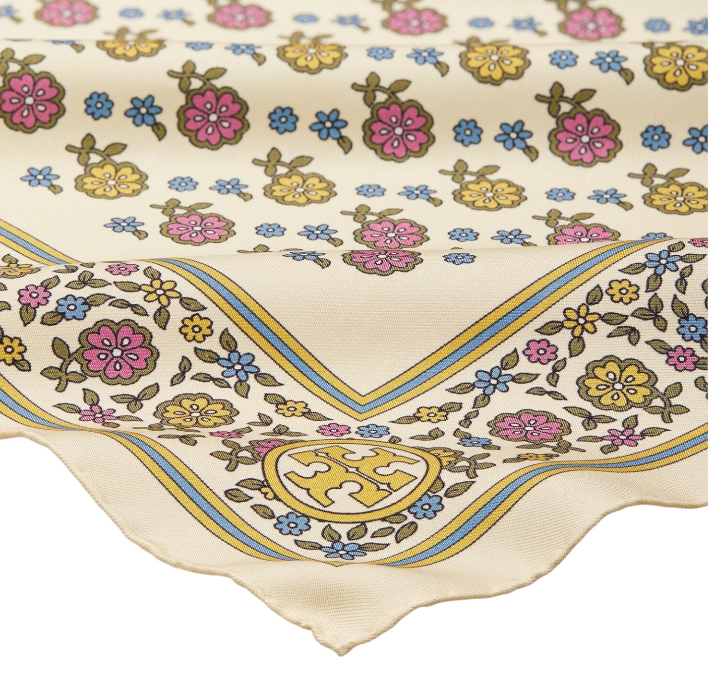 Tory Burch Ditsy Floral Silk Neckerchief Cream, One Size - Image 4