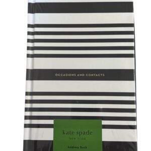 Kate Spade Black Stripe Address Book 146 pages for Contacts Monthly pages for Special Occations Interior Pocket