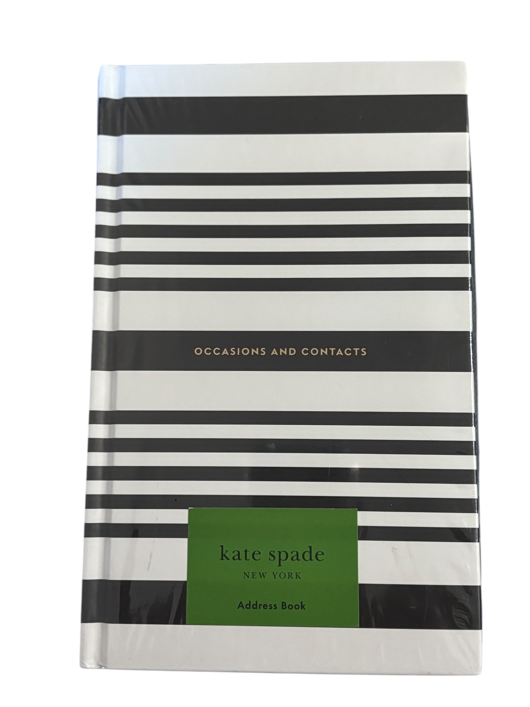 Kate Spade Black Stripe Address Book 146 pages for Contacts Monthly pages for Special Occations Interior Pocket