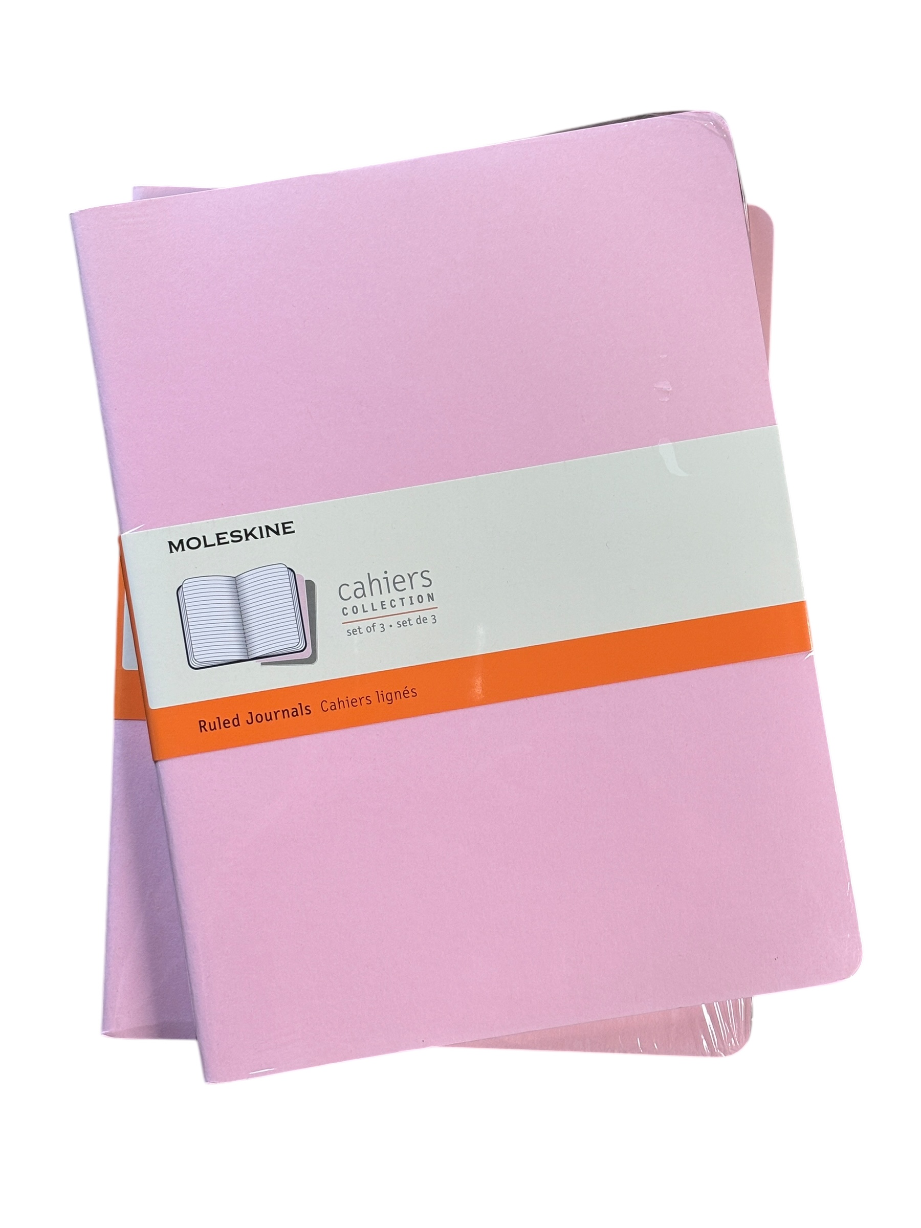 Moleskine Cahiers Collerction Set of 3 Ruled Journals: Pink, Grey, Blue XL 7.5x9.75" (19 x 25cm)