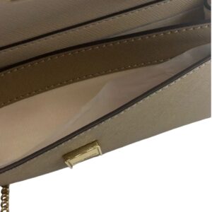 Alternative view of Tory Burch Emerson Color-Block Wallet On A Chain 157097 Brie/Almond Flour, Ivory & Brown w Taupe Suede on the Side; Leather interior w Gold Hardware/Chain