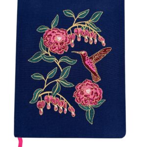 Papyrus Embroidery on Fabric Journal Notebook 6"x8" Hummingbird 192 pages