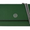 Tory Burch Emerson Saffiano Leather Color-Block Wallet On a Chain 157098 Arugula 367 One Size Green w Silver Hardware/Chain