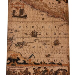 Genuine Italian Suede Leather Cover Antique Map 5.75"x8.25"