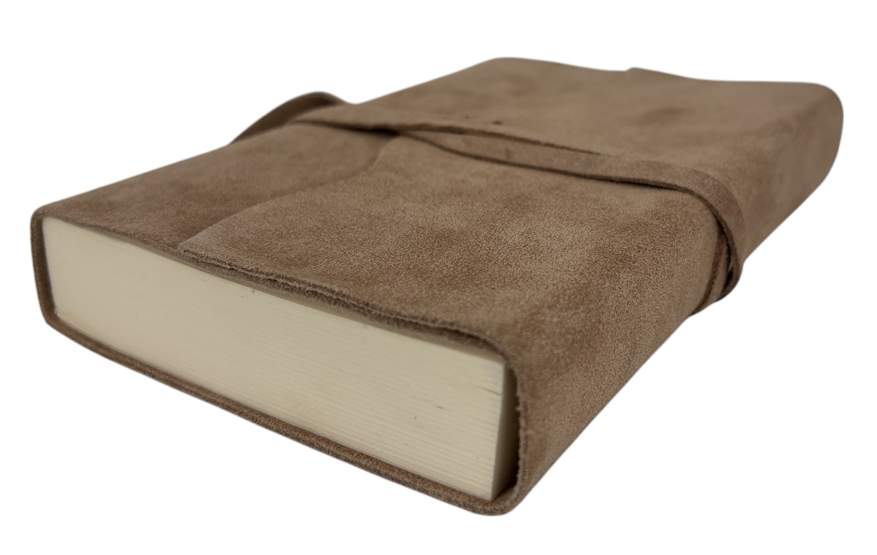 Genuine Leather Journal Hand Made in Italy, Light Brown Suede - Image 2