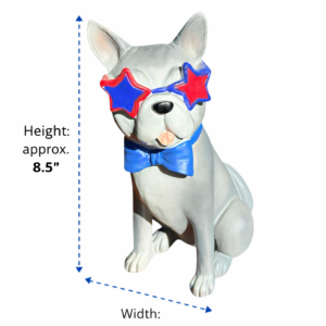 Patriotic French Bulldog Figurine 8.5" Gray w/ Star Glasses & Bow Tie 🇺🇸🐶