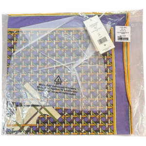 Tory Burch Basketweave Logo Cotton Jersey Neckerchief Purple 24"x24" - Image 7