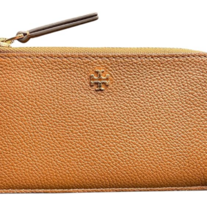 Tory Burch Women's Blake Pebbled Leather Card Case Wallet CORTADO Brown