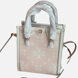 Alternative view of Tory Burch Mini T Monogram Tote w Leather Trim Crossbody Pale Pink NWT