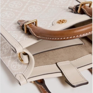 Tory Burch Mini T Monogram Tote w Leather Trim Crossbody Pale Pink NWT - Image 8