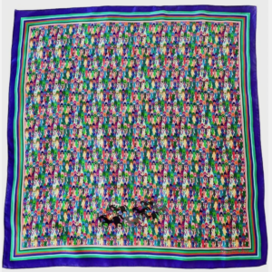 100% Silk Twill Square Scarf 35"x35" Luxury Women Accessory Indogo: Winter Derby