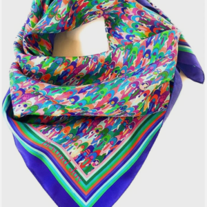 100% Silk Twill Square Scarf 35"x35" Luxury Women Accessory Indogo: Winter Derby - Image 4