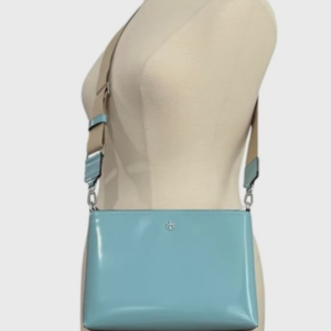 Tory Burch Blake Swingpack Patent Leather Crossbody Shoulder Bag Angel Blue - Image 4