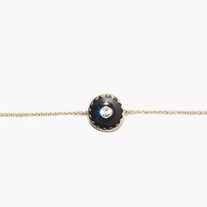 Alternative view of Marc Jacobs Medalion Logo Disc Enamel Bracelet Black Gold NWT