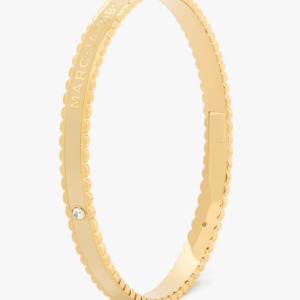 Alternative view of Marc Jacobs Signed Bangle Bracelet Cream Gold Round 2.75 in NWT & Pouch
