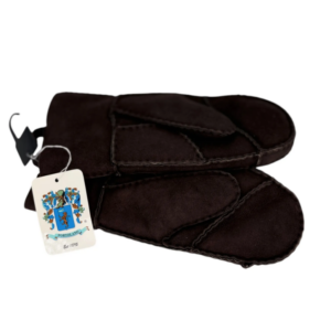 Portolano Sheepskin Unisex Shearing Suede Mitten Dark Brown Brand New
