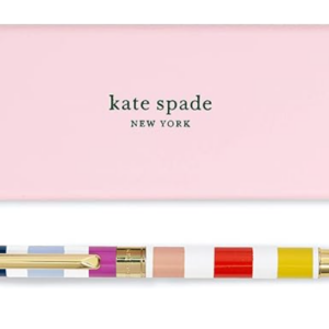kate spade new york Black Ink Ballpoint Pen with Reusable Gift Box Candy Stripe