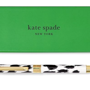 kate spade new york Black Ink Ballpoint Pen w Reusable Gift Box Modern Leopard