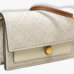 Alternative view of Tory Burch Woven T Monogram Jacquard Leather Trims Chain Crossbody Mini Ivory