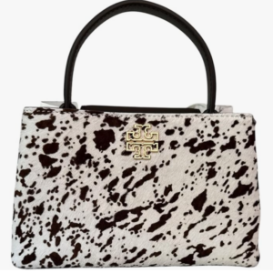 Tory Burch Britten Mini Satchel (Light Neutral Black Calf Hair)