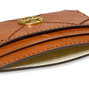 Alternative view of Tory Burch Women's Willa Glazed Leather Slim Card Case Wallet (Dark Whiskey)