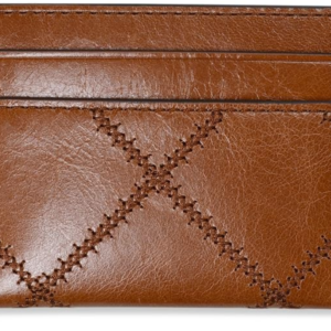 Tory Burch Women's Willa Glazed Leather Slim Card Case Wallet (Dark Whiskey) - Image 3