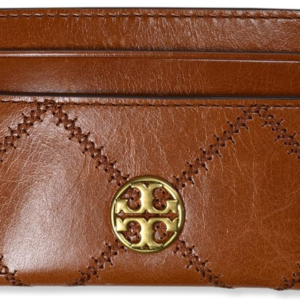Tory Burch Women's Willa Glazed Leather Slim Card Case Wallet (Dark Whiskey) - Image 4