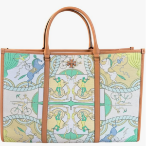 Tory Burch Blake Tote Bag XL, Printed Canvas with Leather Trim, Pastel Bicycle