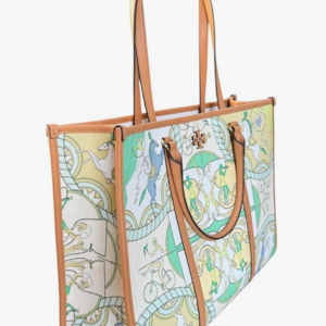Tory Burch Blake Tote Bag XL, Printed Canvas with Leather Trim, Pastel Bicycle - Image 4