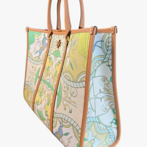 Tory Burch Blake Tote Bag XL, Printed Canvas with Leather Trim, Pastel Bicycle - Image 5