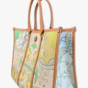 Tory Burch Blake Tote Bag XL, Printed Canvas with Leather Trim, Pastel Bicycle - Image 6
