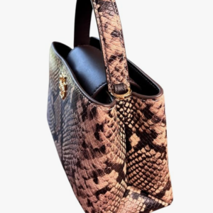 Tory Burch Britten Mini Satchel, Snake Embossed Leather, Brown and Beige Pattern - Image 3