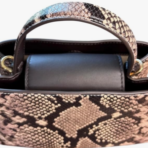 Tory Burch Britten Mini Satchel, Snake Embossed Leather, Brown and Beige Pattern - Image 4