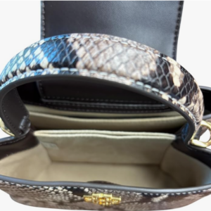 Tory Burch Britten Mini Satchel, Snake Embossed Leather, Brown and Beige Pattern - Image 5