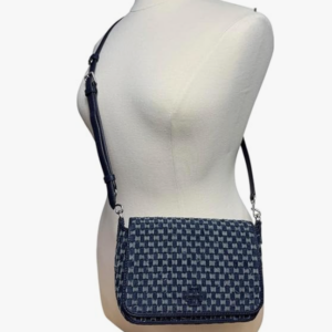 Tory Burch Denim Leather Thea Flap Crossbody Shoulder Bag - Image 5