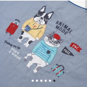 Alternative view of Kusuguru Embroidered cat Nylon Shoulder Tote Bag - Dusty Blue
