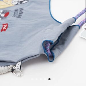Kusuguru Embroidered cat Nylon Shoulder Tote Bag - Dusty Blue - Image 3
