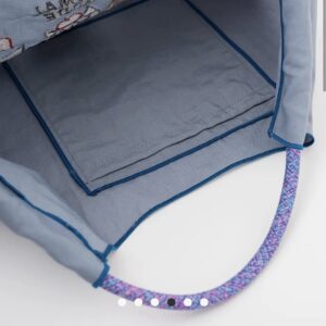 Kusuguru Embroidered cat Nylon Shoulder Tote Bag - Dusty Blue - Image 4