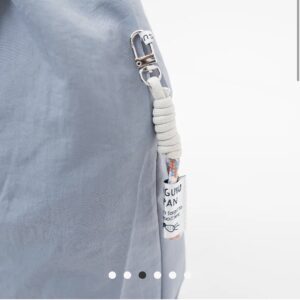 Kusuguru Embroidered cat Nylon Shoulder Tote Bag - Dusty Blue - Image 5