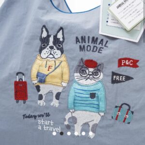 Kusuguru Embroidered cat Nylon Shoulder Tote Bag - Dusty Blue - Image 6