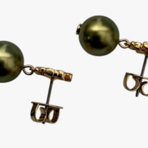 Tory Burch Textured Rope Logo Pearl Drop Earring (Gold Plated Pearl) - Image 2