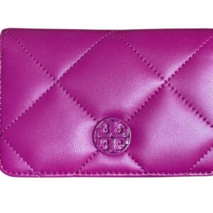 Tory Burch Willa Soft Quilt Medium Leather Wallet, Fuchsia, Diamond Stitched NEW