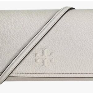 Tory Burch Thea Pebbled Leather With Gold-tone Hardware Crossbody & Wallet White - Image 3