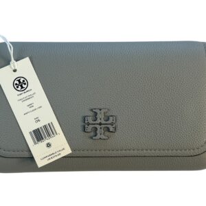 Alternative view of Tory Burch Thea Pebbled Leather w Silver tone Hardware Crossbody & Wallet Grey