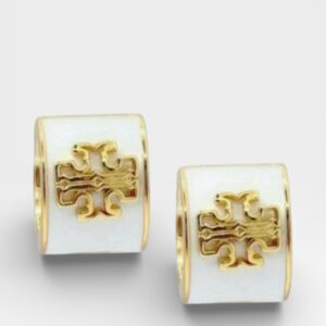 Alternative view of Tory Burch Britten Enamel Huggie White NWT