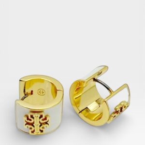 Tory Burch Britten Enamel Huggie White NWT - Image 3